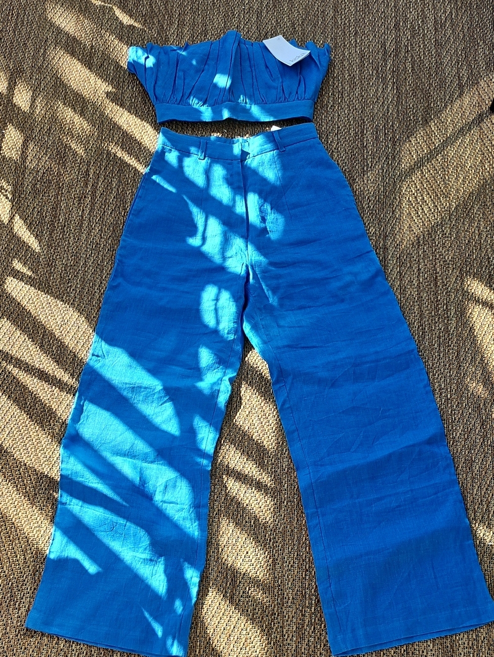 High-Rise Wide-Leg Pants in Bright Blue Linen Pants Set From Summer Somewhere